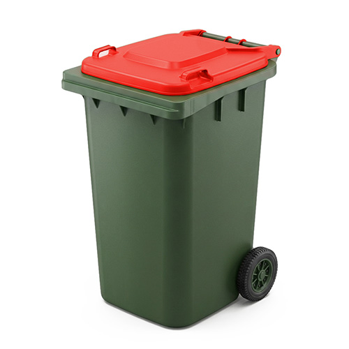 household bin with red lid